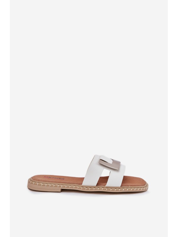 Womens Flat Sandals With Decorative Detail White Artiker 56C1334