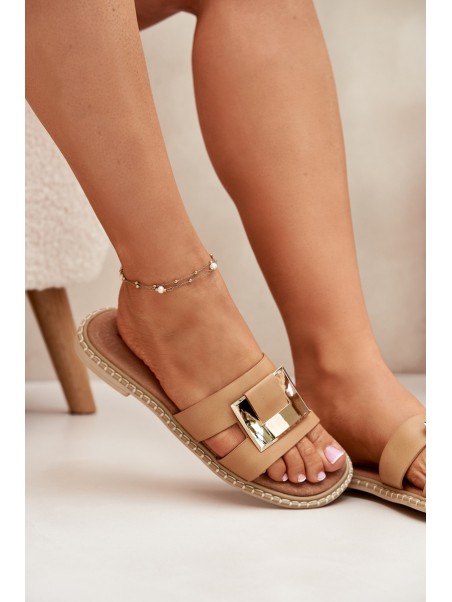 Women's Flat Sandals With Decorative Detail Beige Artiker 56C1335