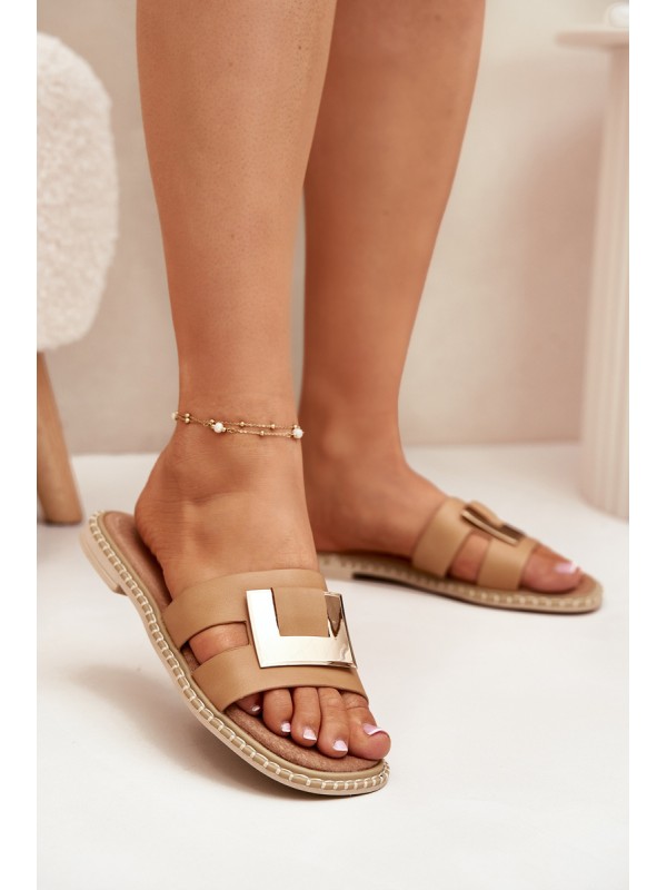 Women's Flat Sandals With Decorative Detail Beige Artiker 56C1335 2