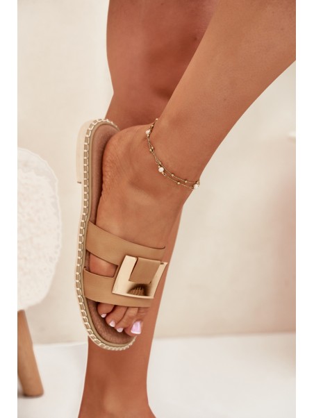 Women's Flat Sandals With Decorative Detail Beige Artiker 56C1335