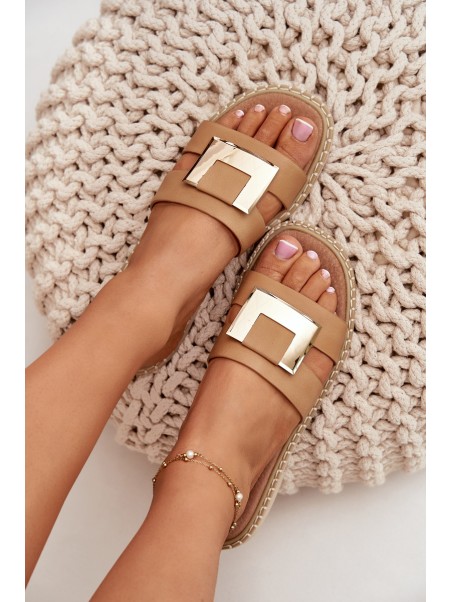 Women's Flat Sandals With Decorative Detail Beige Artiker 56C1335