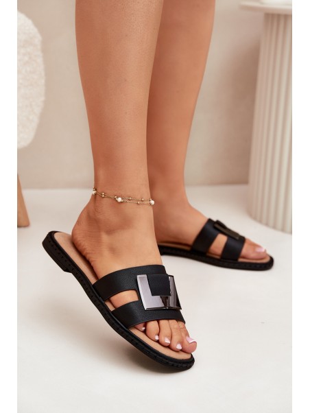 Ladies Flat Slippers With Decorative Detail Artiker Black 56C1336