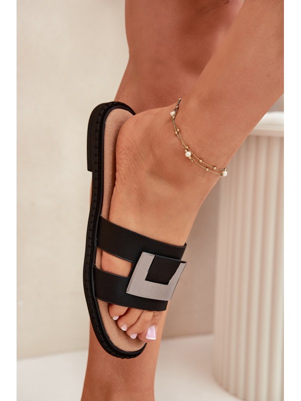 Ladies Flat Slippers With Decorative Detail Artiker Black 56C1336