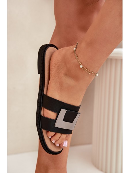 Ladies Flat Slippers With Decorative Detail Artiker Black 56C1336