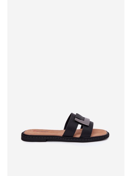 Ladies Flat Slippers With Decorative Detail Artiker Black 56C1336