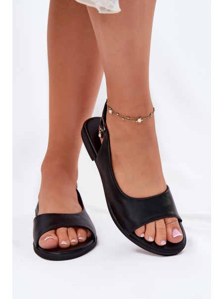Ladies Flat Heel Sandals Black Weanise