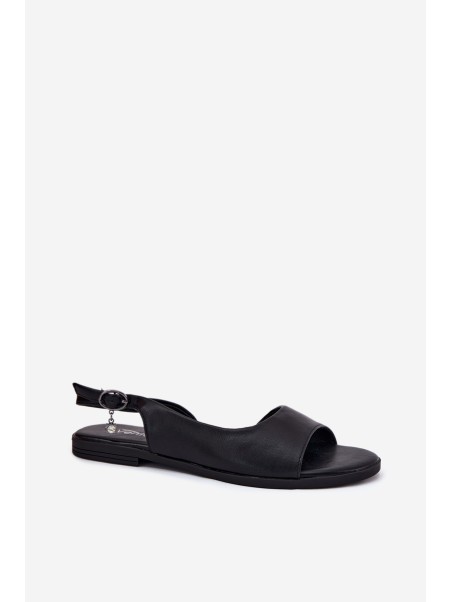 Ladies Flat Heel Sandals Black Weanise