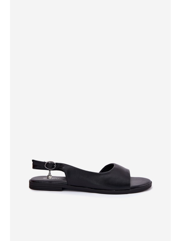 Ladies Flat Heel Sandals Black Weanise