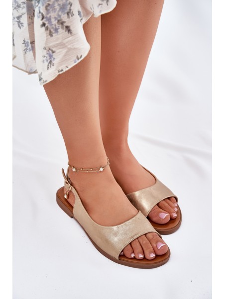 Womens Sandals On Flat Heel Golden Weanise