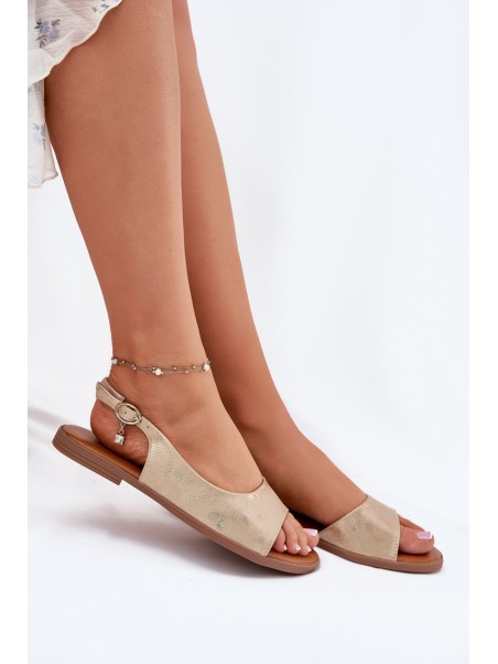 Womens Sandals On Flat Heel Golden Weanise