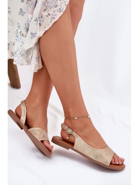 Womens Sandals On Flat Heel Golden Weanise