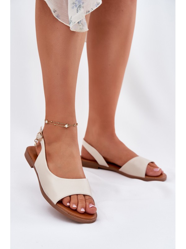 Womens Sandals With Flat Heel Beige Weanise 2
