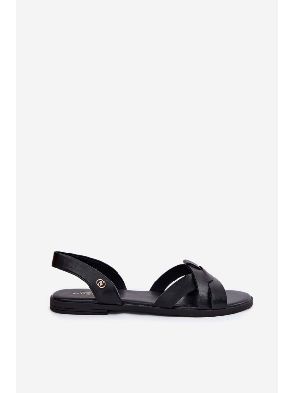 Flat Women's Sandals Made Of Eco Leather Black Illoria