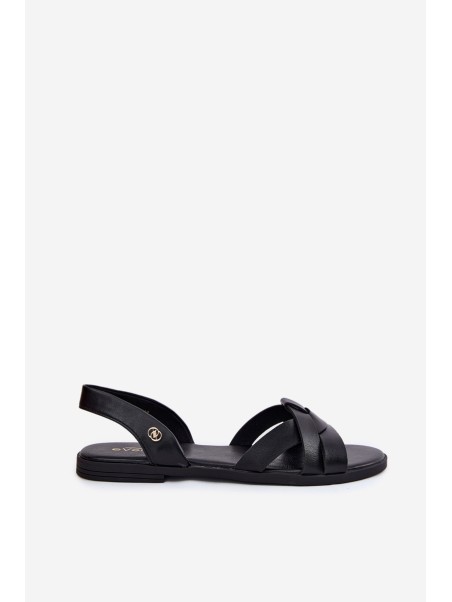 Flat Women's Sandals Made Of Eco Leather Black Illoria