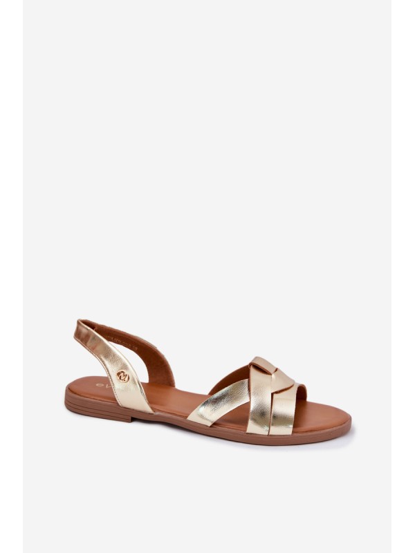 Flat Ladies Sandals Made Of Eco Leather Gold Illoria