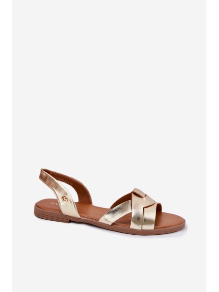 Flat Ladies Sandals Made Of Eco Leather Gold Illoria