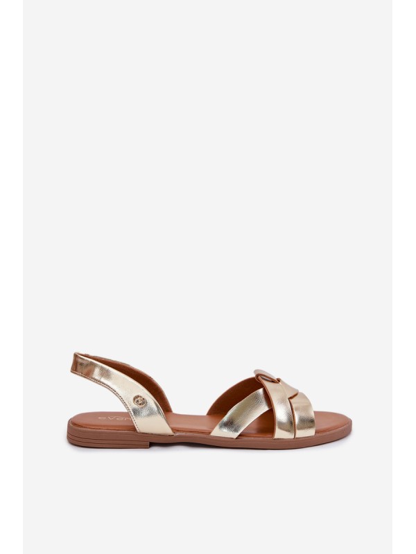 Flat Ladies Sandals Made Of Eco Leather Gold Illoria