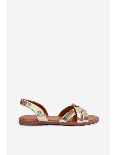 Flat Ladies Sandals Made Of Eco Leather Gold Illoria