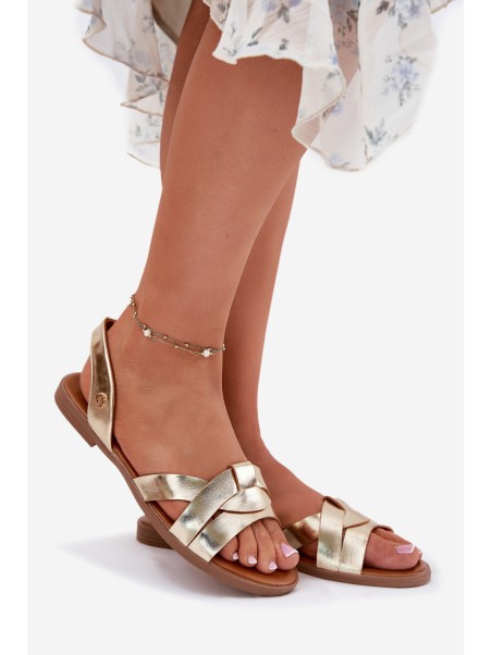 Flat Ladies Sandals Made Of Eco Leather Gold Illoria