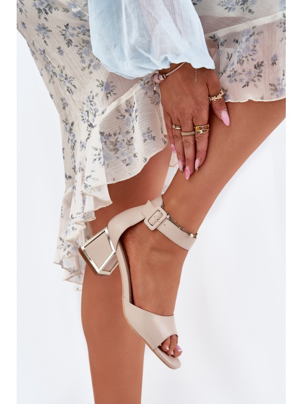 Beige Heeled Sandals for Women Zennia