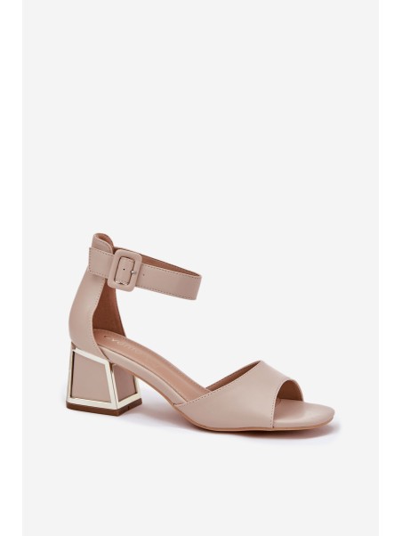 Beige Heeled Sandals for Women Zennia