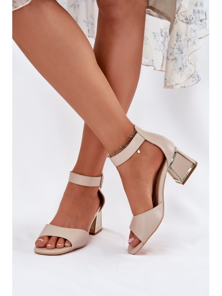 Beige Heeled Sandals for Women Zennia