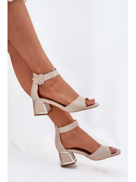 Beige Heeled Sandals for Women Zennia
