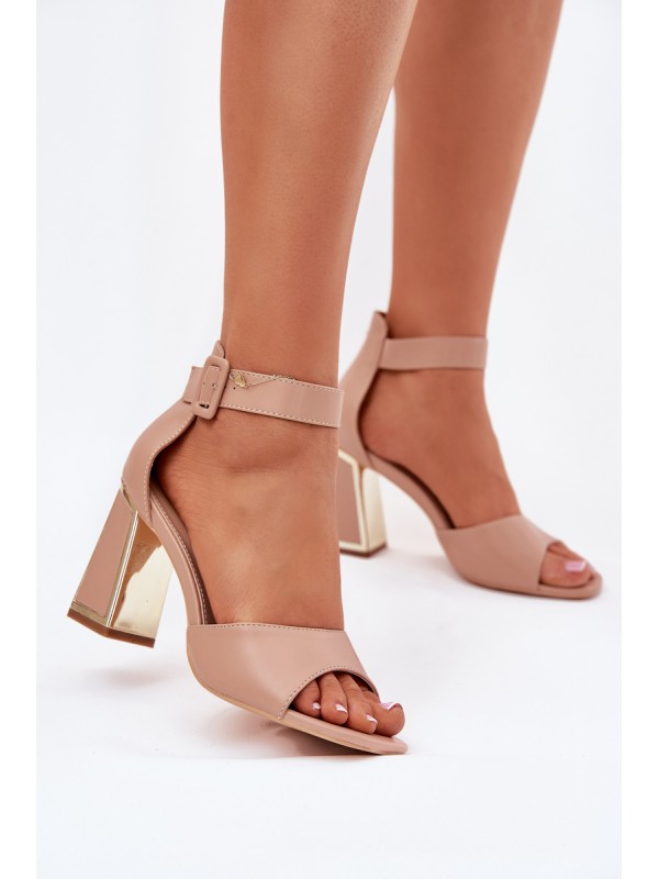 Elegant women's sandals on a heel nude Rosazara 2