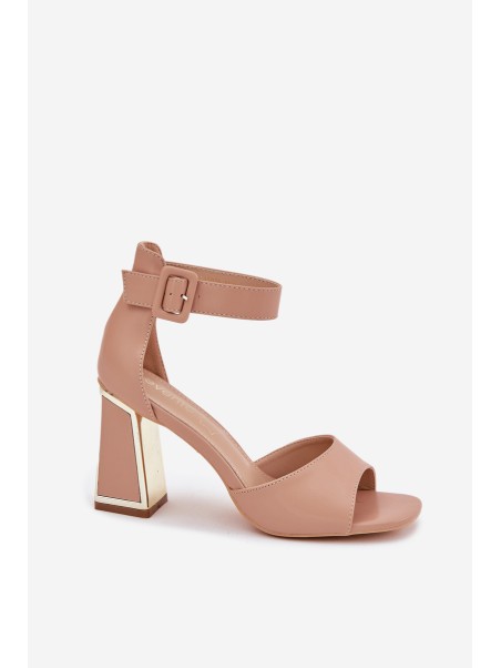 Elegant women's sandals on a heel nude Rosazara