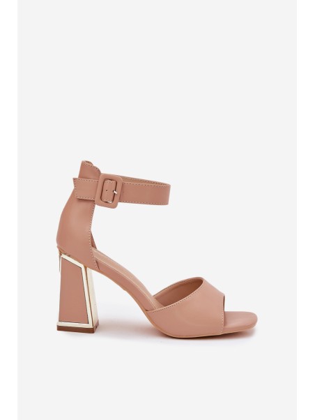Elegant women's sandals on a heel nude Rosazara