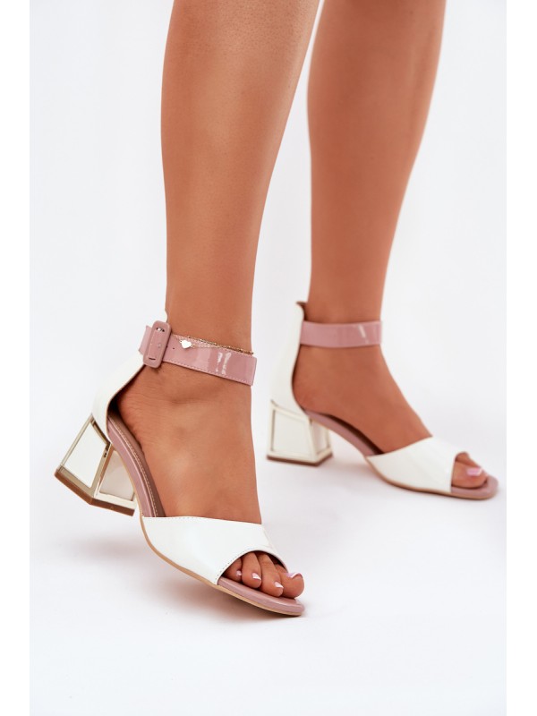 Lacquered Women's Sandals On Heel White Zennia