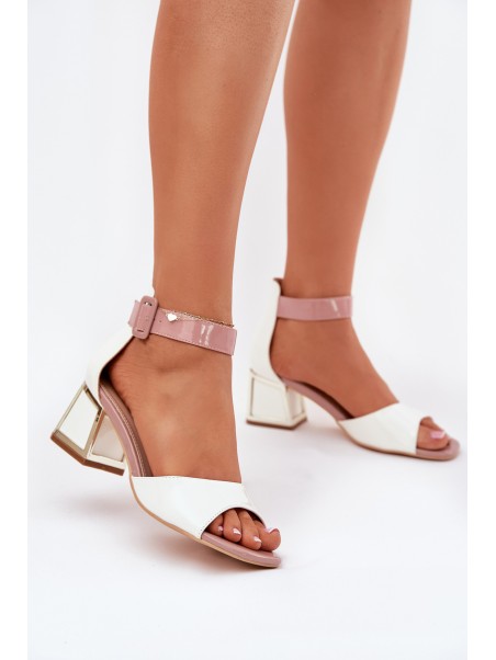 Lacquered Women's Sandals On Heel White Zennia