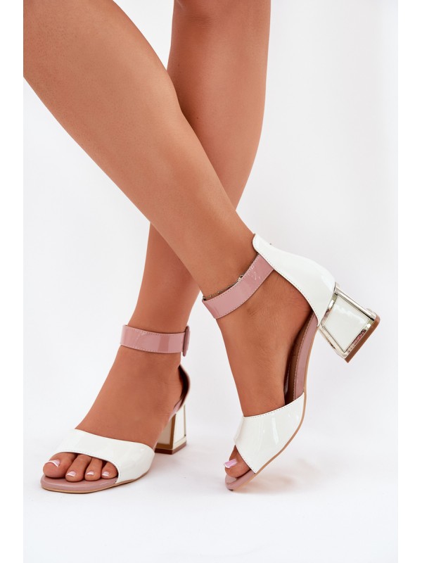 Lacquered Women's Sandals On Heel White Zennia 2