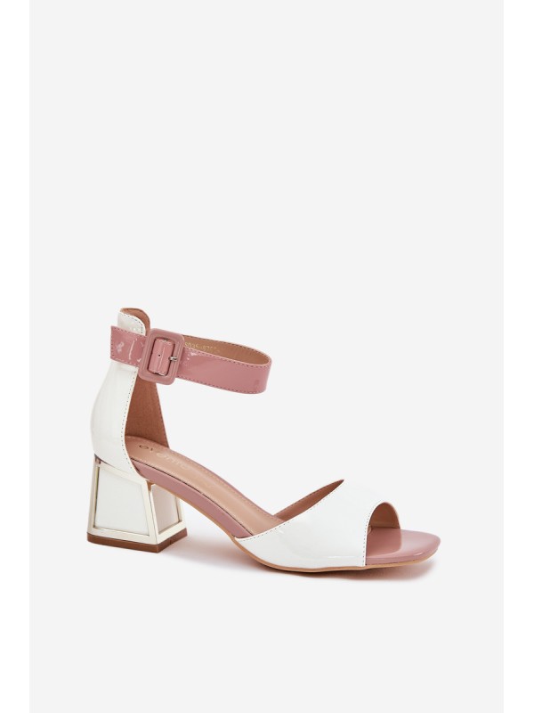 Lacquered Women's Sandals On Heel White Zennia