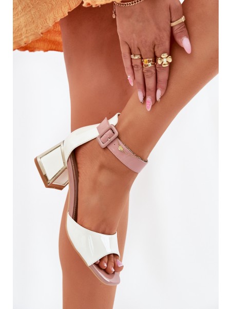 Lacquered Women's Sandals On Heel White Zennia