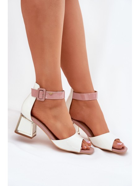 Lacquered Women's Sandals On Heel White Zennia