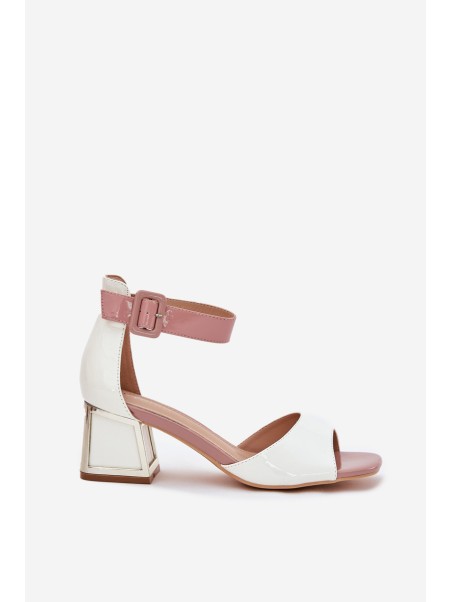 Lacquered Women's Sandals On Heel White Zennia