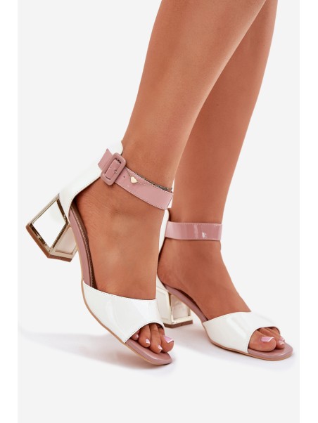 Lacquered Women's Sandals On Heel White Zennia