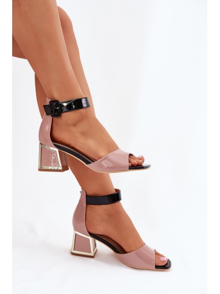 Lacquered Women's Sandals On Heel Nude Zennia