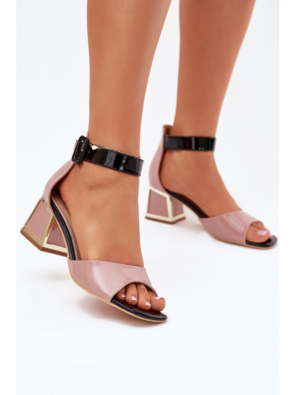 Lacquered Women's Sandals On Heel Nude Zennia