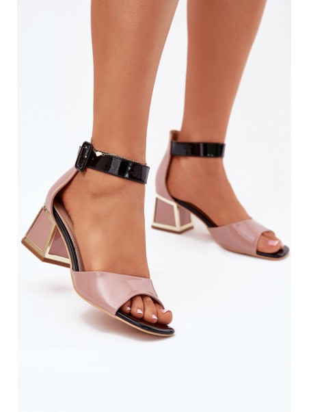 Lacquered Women's Sandals On Heel Nude Zennia