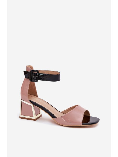 Lacquered Women's Sandals On Heel Nude Zennia