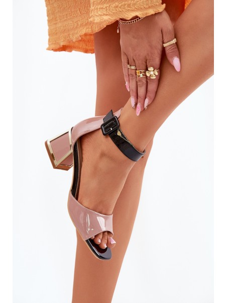 Lacquered Women's Sandals On Heel Nude Zennia