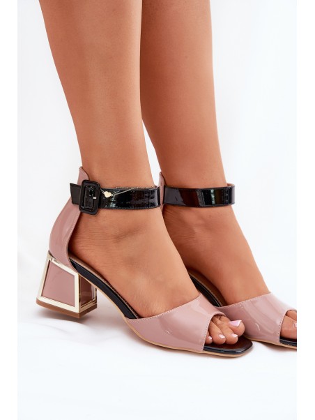 Lacquered Women's Sandals On Heel Nude Zennia