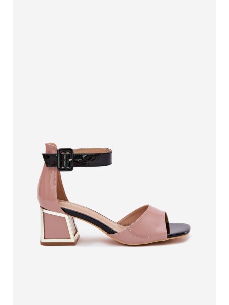 Lacquered Women's Sandals On Heel Nude Zennia