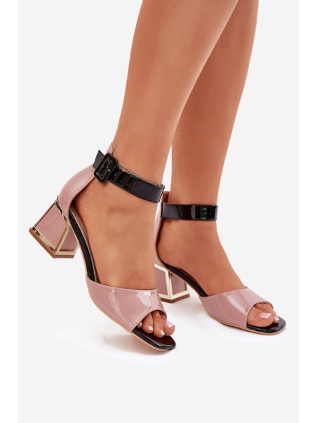 Lacquered Women's Sandals On Heel Nude Zennia