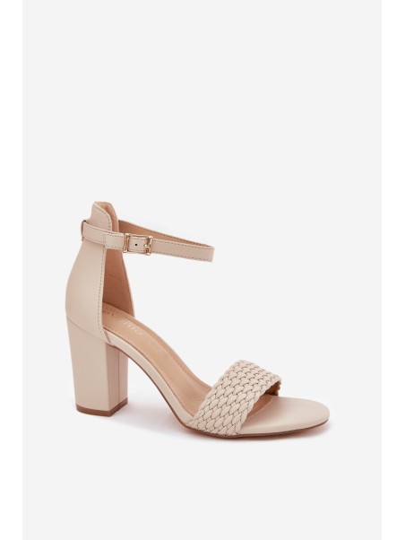 Women's Heeled Sandals with Braided Strap Beige Asdine