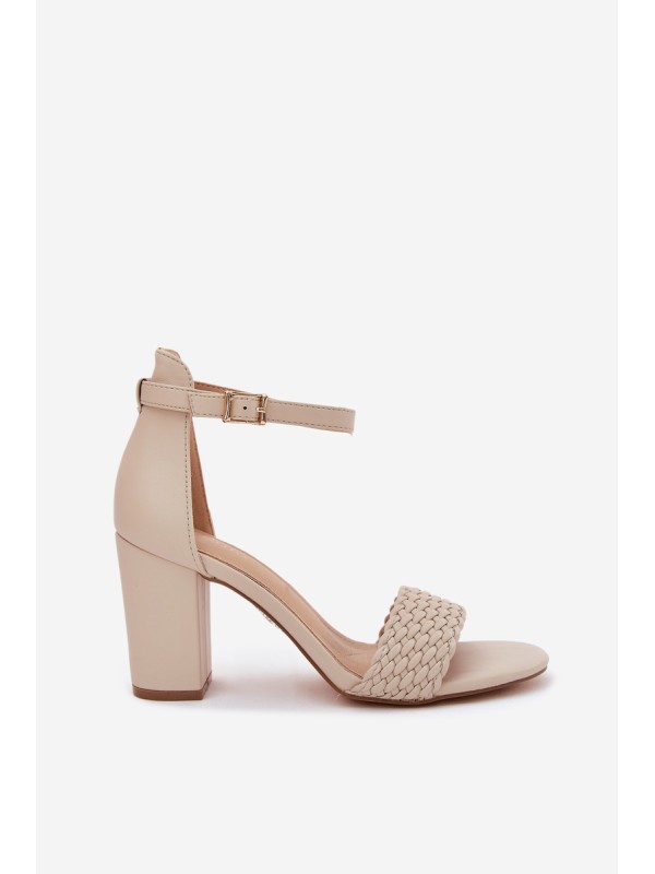 Women's Heeled Sandals with Braided Strap Beige Asdine
