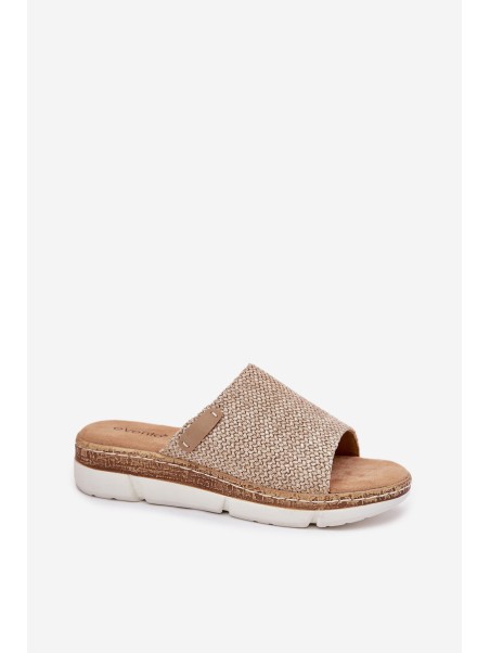 Ladies Wedge Sandals With Braiding Beige Norozi