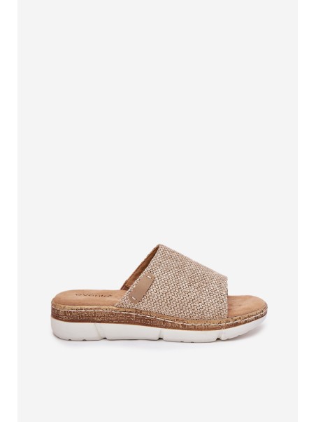 Ladies Wedge Sandals With Braiding Beige Norozi